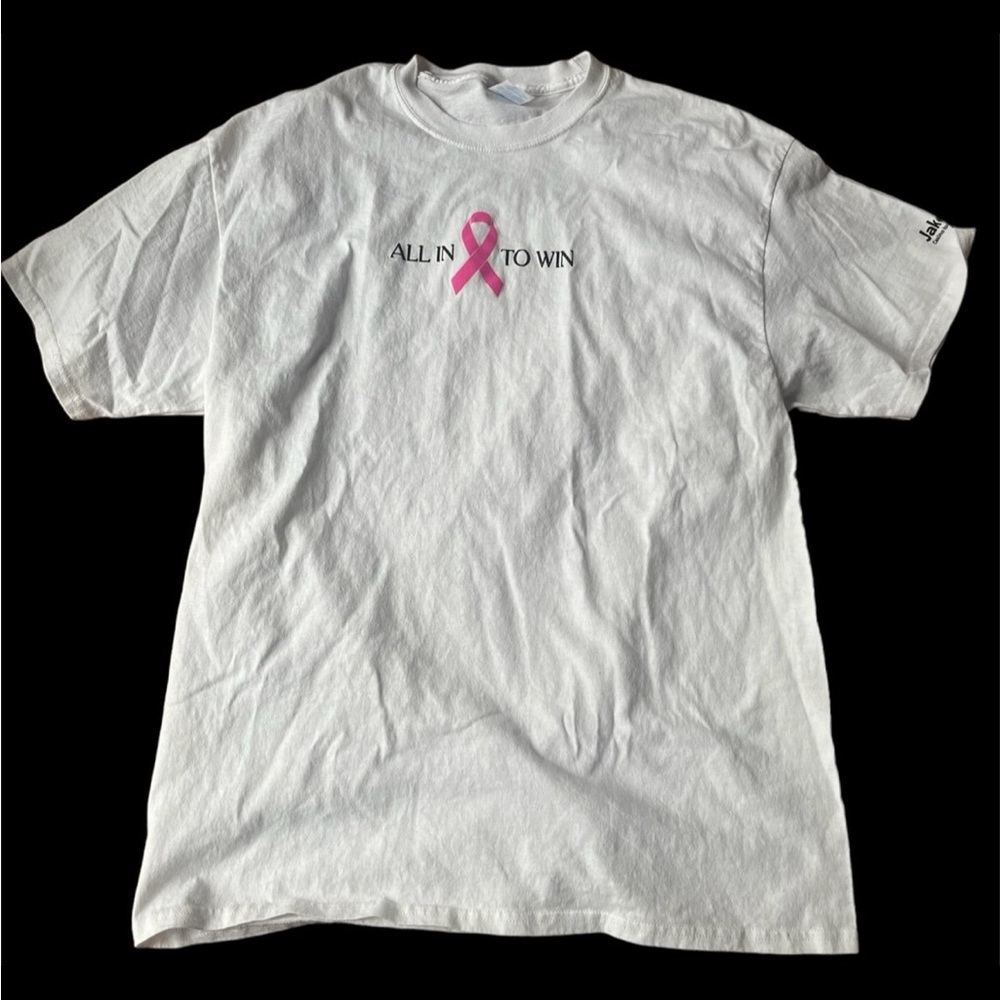All in to win Breast cancer xl tee shirt.  Unisex
